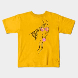 Lispe Fun Horse with Sunglasses and Bubble Gum Kids T-Shirt